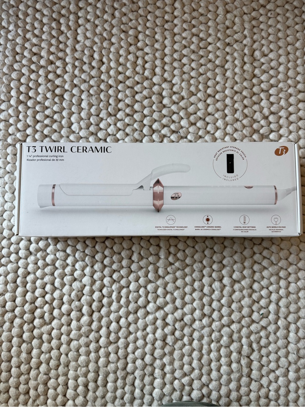 T3 Twirl Ceramic 1.25 Curling Iron – White and Rose Gold - New in Box